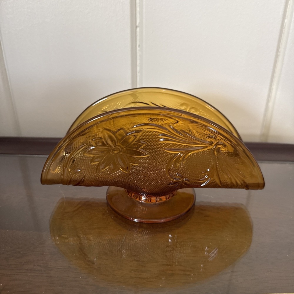 Vintage Amber Glass Napkin Holder Indiana Glass Tiara Pattern